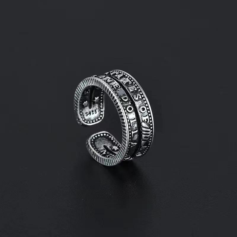 Korean Style Trendy Hip-hop Ring Cold Style English Opening Female Ring Ring Bracelet
