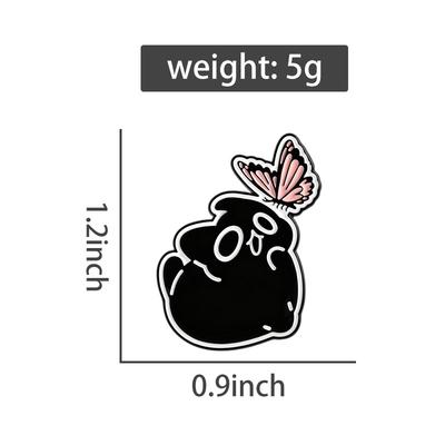 Schwarze Katze Schmetterling Emaille Pins Niedliche Kätzchen Insekten Broschen Revers Anstecker Cartoon Tiere Schmuck Geschenk für Katze Mon Freunde