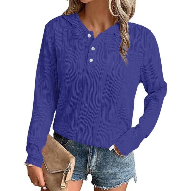 Autumn Solid Color Hooded Sweatshirt Jacket Casual Drop Shoulder Top