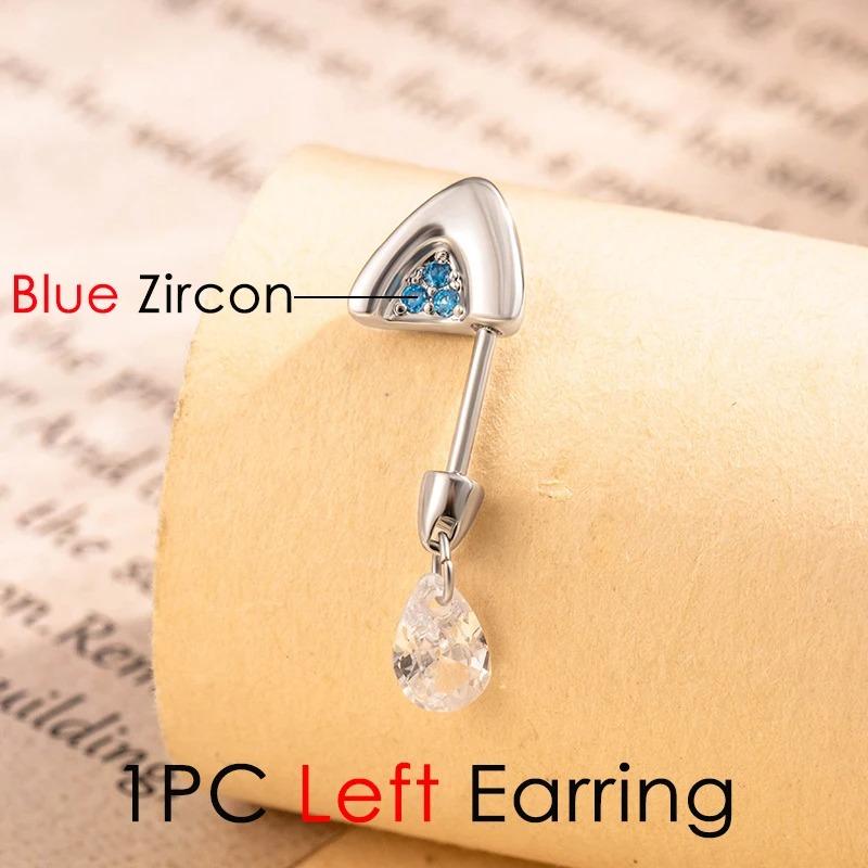 2025 Trendiger schwebender Helix-Ohrring in Katzenohrform Titanstahl Wassertropfen Zirkon Tragus-Stecker Körper Knorpel Zirkon