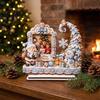 Seasonal Home Decor Christmas Wooden Photo Frame, 2D Picture Holder with Santa Snowman & Holiday Storage Snowflake Pendant, Family Display Frame