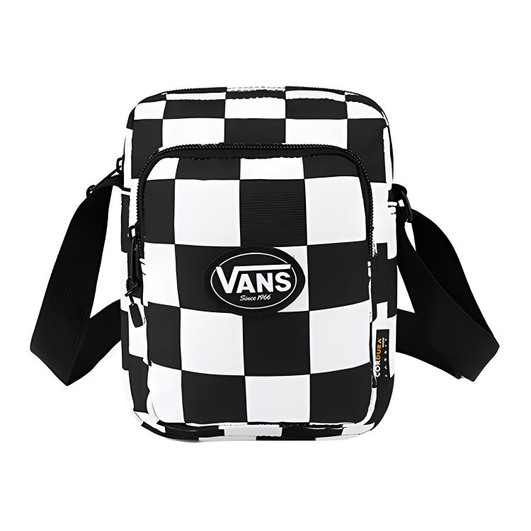 Vans Trend Acc Logo Checkerboard Polyester Shoulder Crossbody Bag Unisex bags Black White VN0A4P4MJ0Z Black White
