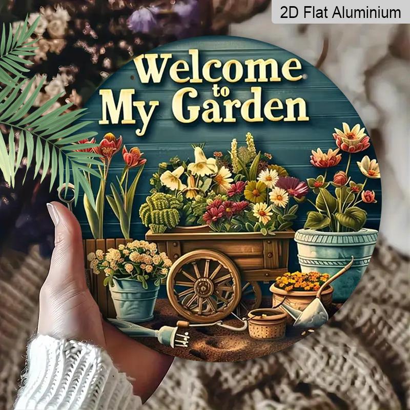 

2D Flat Aluminum Rustic-Style “Welcome To My Garden” Wall Art Sign, 7.87 X 7.87 Inches. Perfect for Gardens, Homes, and Outdoor Spaces. An Ideal 1pc