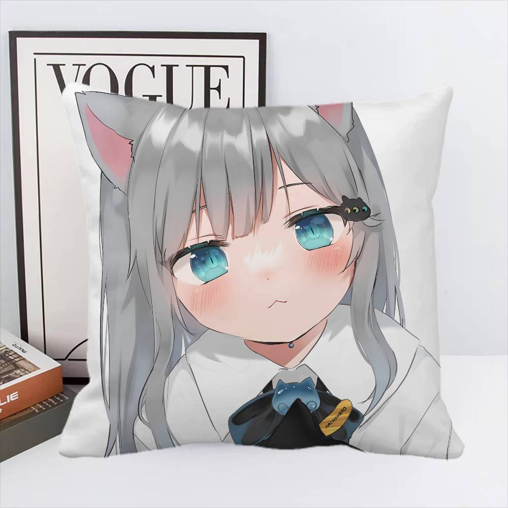 Cute NNachoneko Anime Girl Pillow Case Square Pillow Bedroom Sofa Leisure Comfort Cushion Car Home Decoration