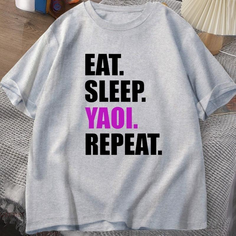 Eat Sleep Yaoi Repeat T Shirt Unisexga Tshirt Unisex Breathable TShirt Short Sleeve Round Neck Tees Clothes Tops
