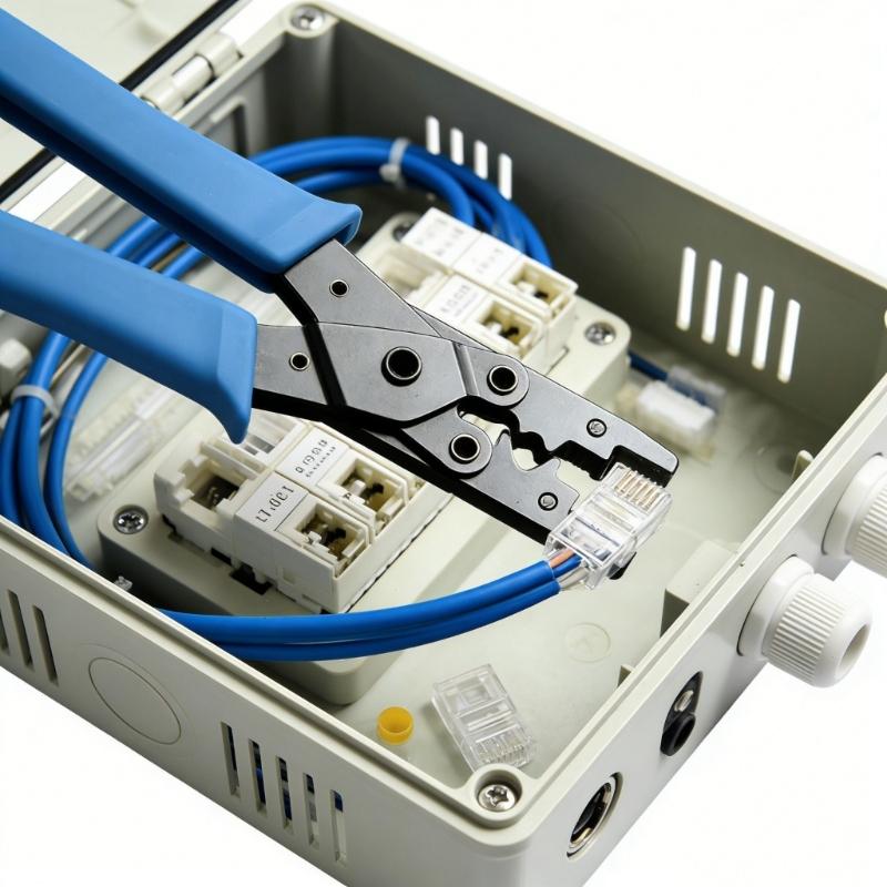 Professional Metal Crimping Tool For RJ45 Connectors With Wire Stripping And Cutting Functions Ideal For Networking Installations