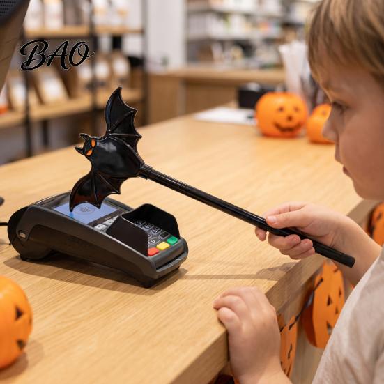Unique Party Favor Halloween Tap to Pay Wand, Cute Pumpkin Cat Bat Accessory Shaped Credit Card Holder, Novelty Contactless Payment Stick Holder