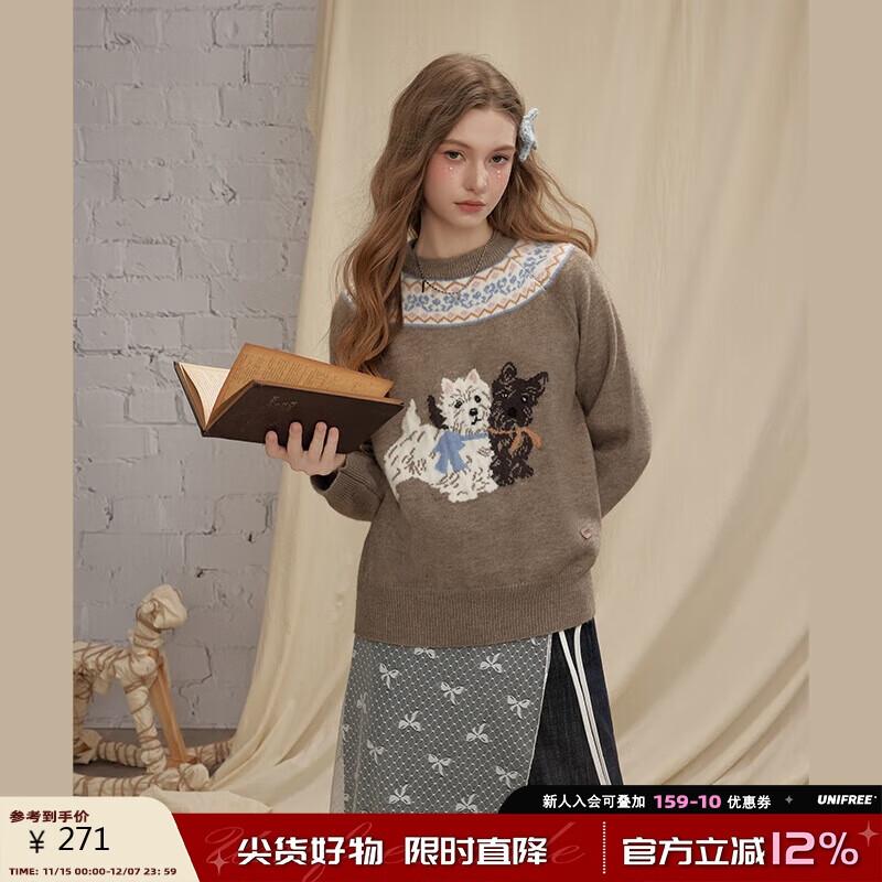 Женский жаккардовый пуловер UNIFREE с узором «Щенки Фэйр-Айл» S