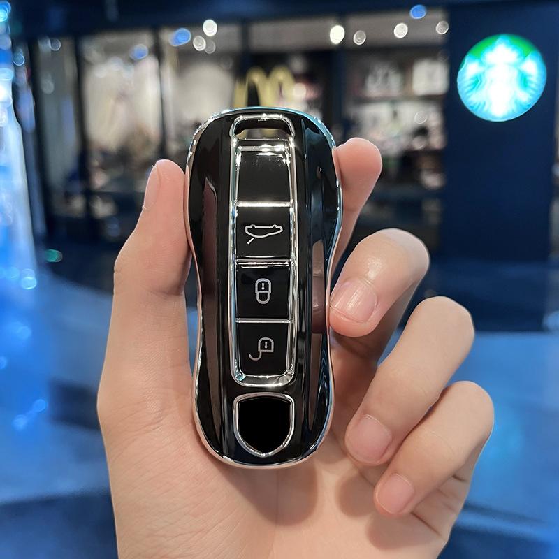 3 Buttons TPU Protecticve Cover Holder Fob for Porsche Panamera Cayenne 971 911 9YA Macan Boxste Car Remote Smart Key Case