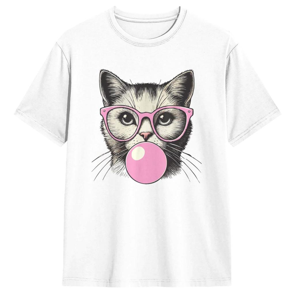 Men Cute Cat Shirt For Women Funny Cat Lovers T Shirts Cotton Tops Summer Short-Sleeve T Shirt O Neck Novelty Tshirt Plus Size