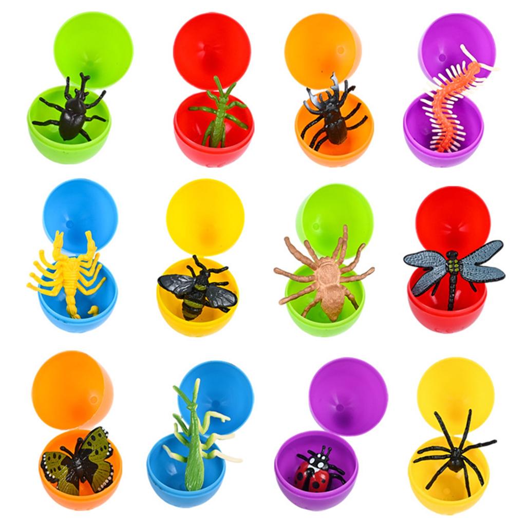 12 Types Of Surprise Egg Insect Prank Capsule Toys, Children's DIY Easter Egg Toys