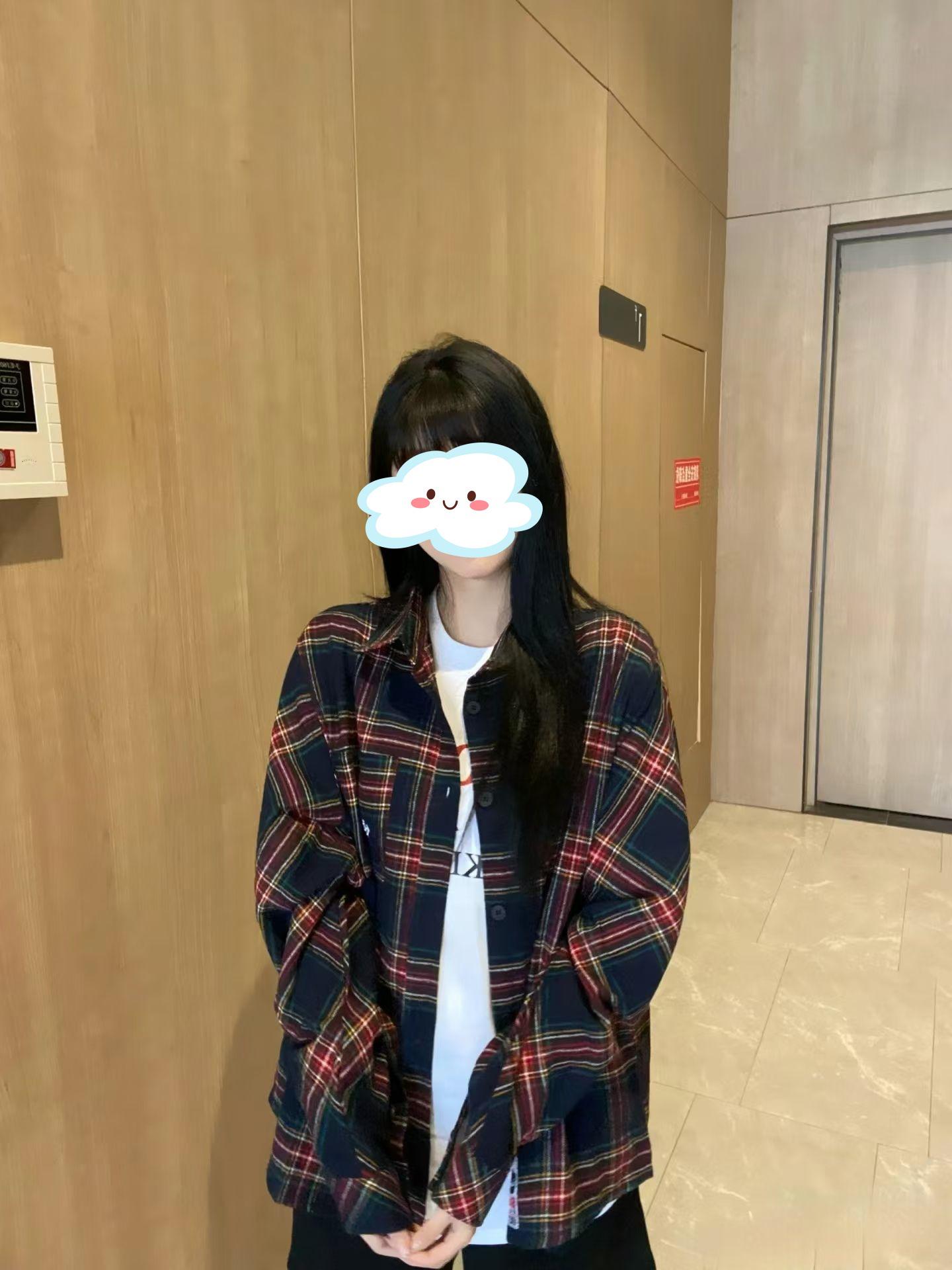 

Женская рубашка бордового цвета с вышивкой в стиле ретро в клетку — модная куртка свободного кроя с длинными рукавами на весну/лето M