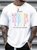 TRUE Letter Pattern Printed Mens Sportswear Top