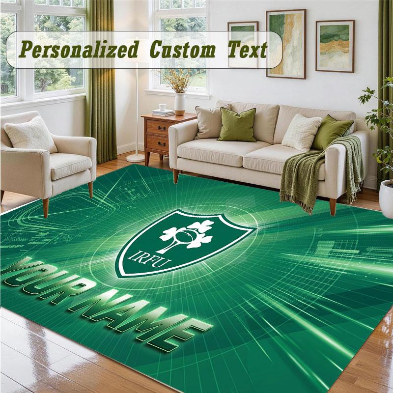 Crystal Velvet Square Rug Custom NameIreland Rugby Pattern Non Slip Home Floor Decor Rug