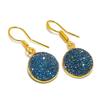 Peacock Titanium Druzy Gemstone 925 Sterling Silver Jewelry Earring 1.34" GK-4899