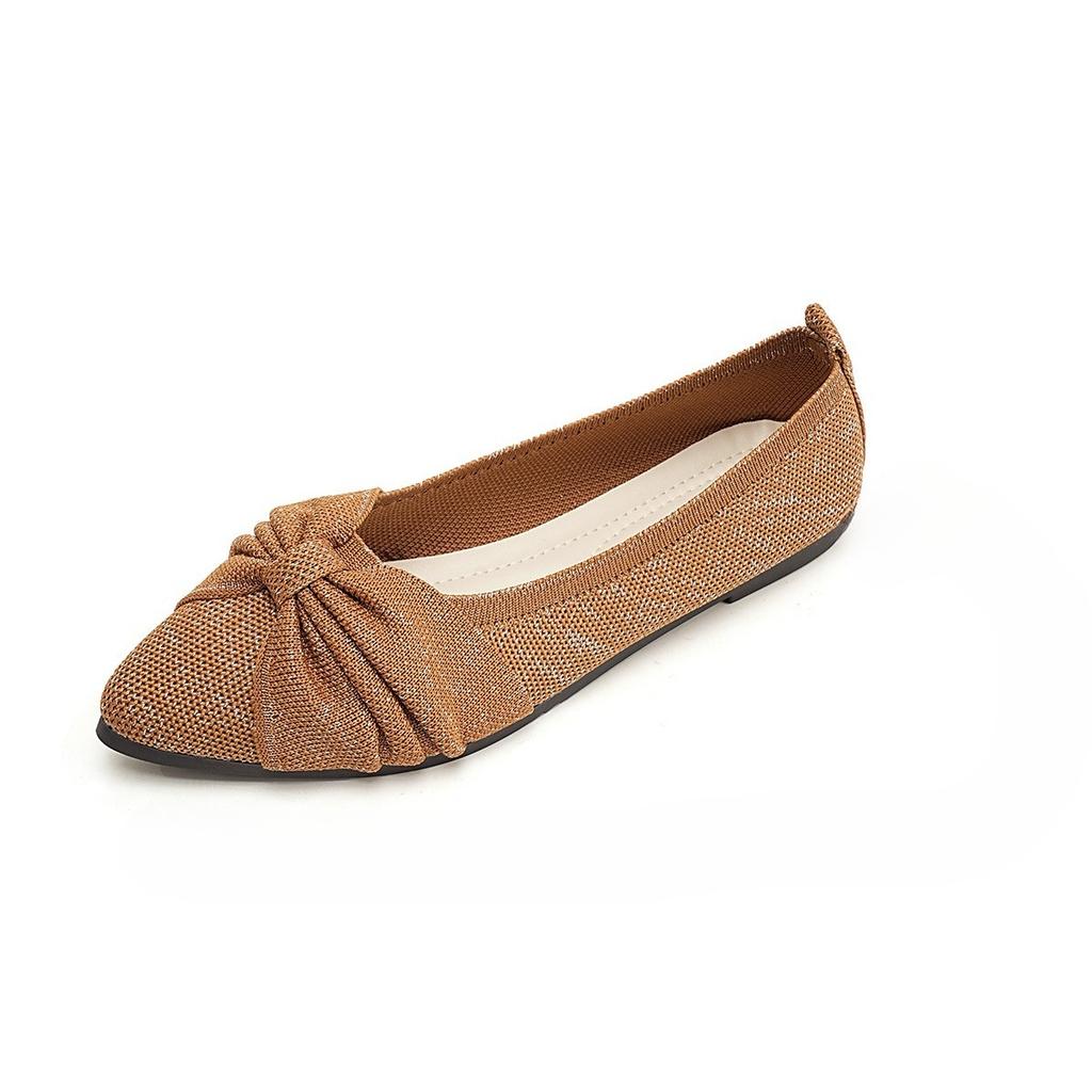 Large-sized Fly-knit Breathable Flat Single Shoes for Women with A Shallow Toe for Lazy Women