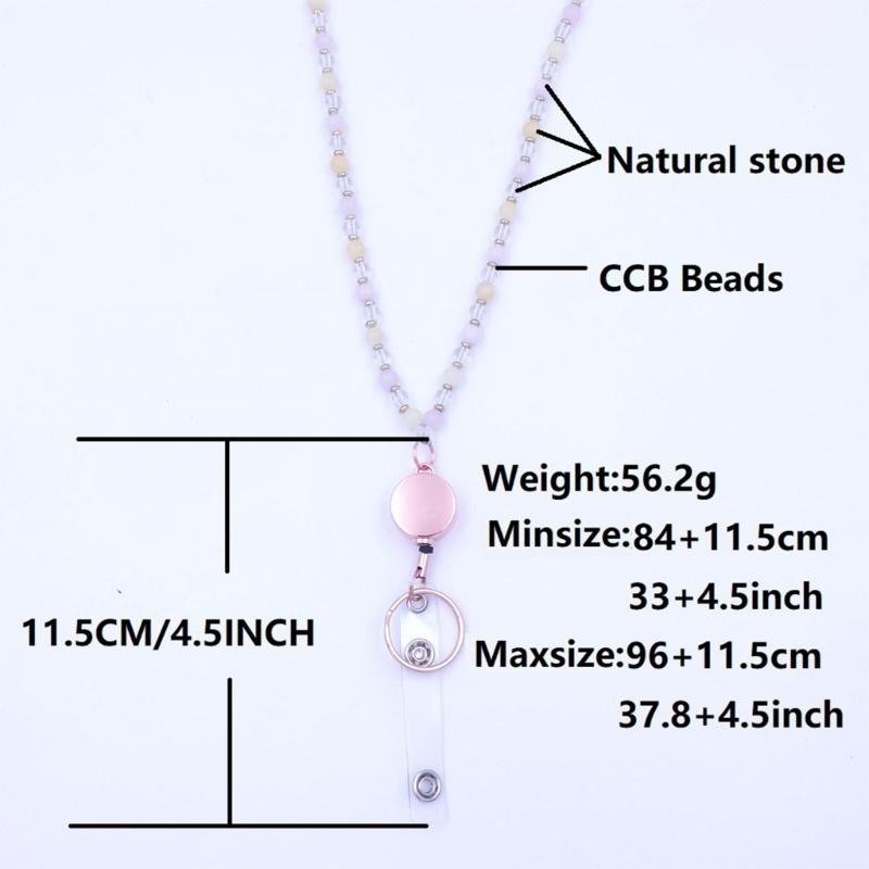 Natürlicher Stein Perlen Lanyard Perlen Lanyard Für Ausweis Kartenhalter und Schlüssel Einziehbare Lanyards für Frauen Lehrer