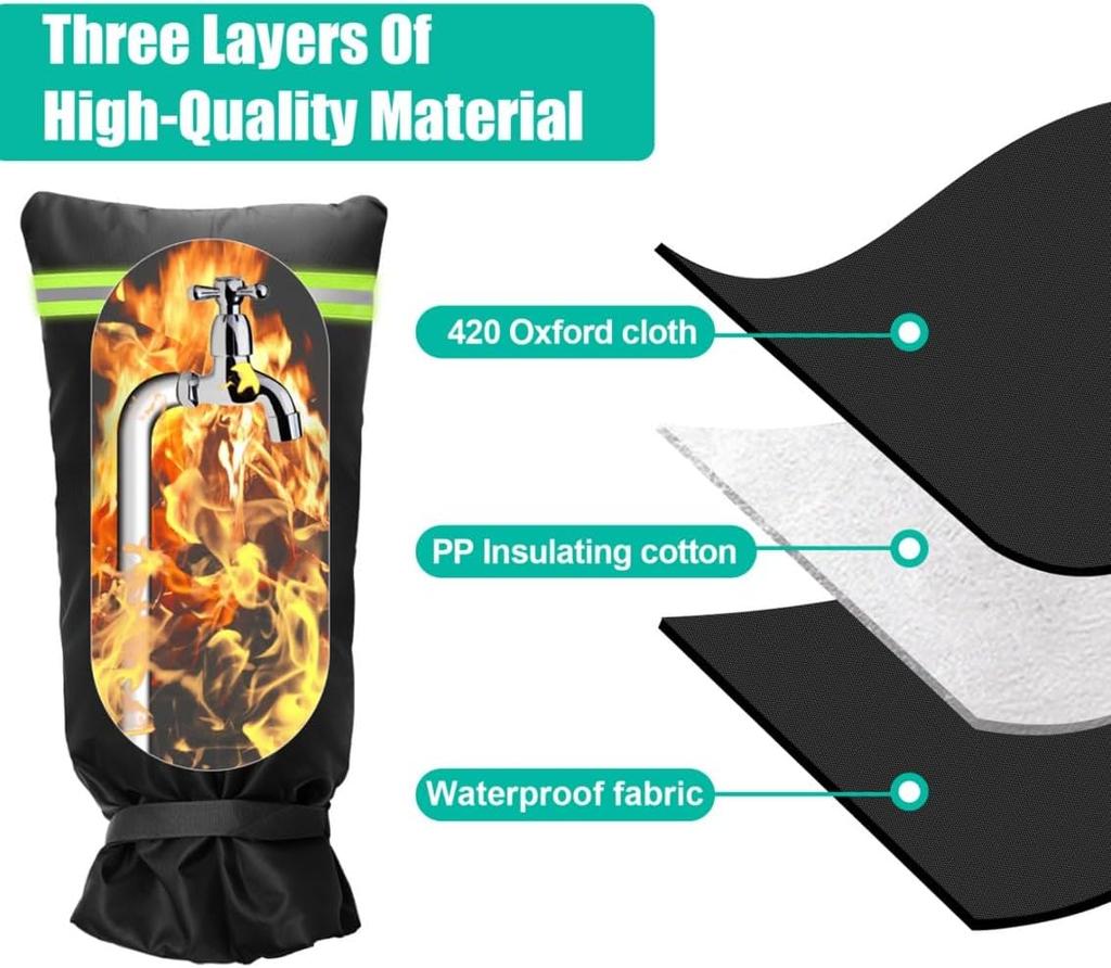Faucet Cover Outdoor Black Frost-proof Insulated Tap Wrap For Yard Faucets Winter Outdoor Tap Protection Sleeve for Most Faucets