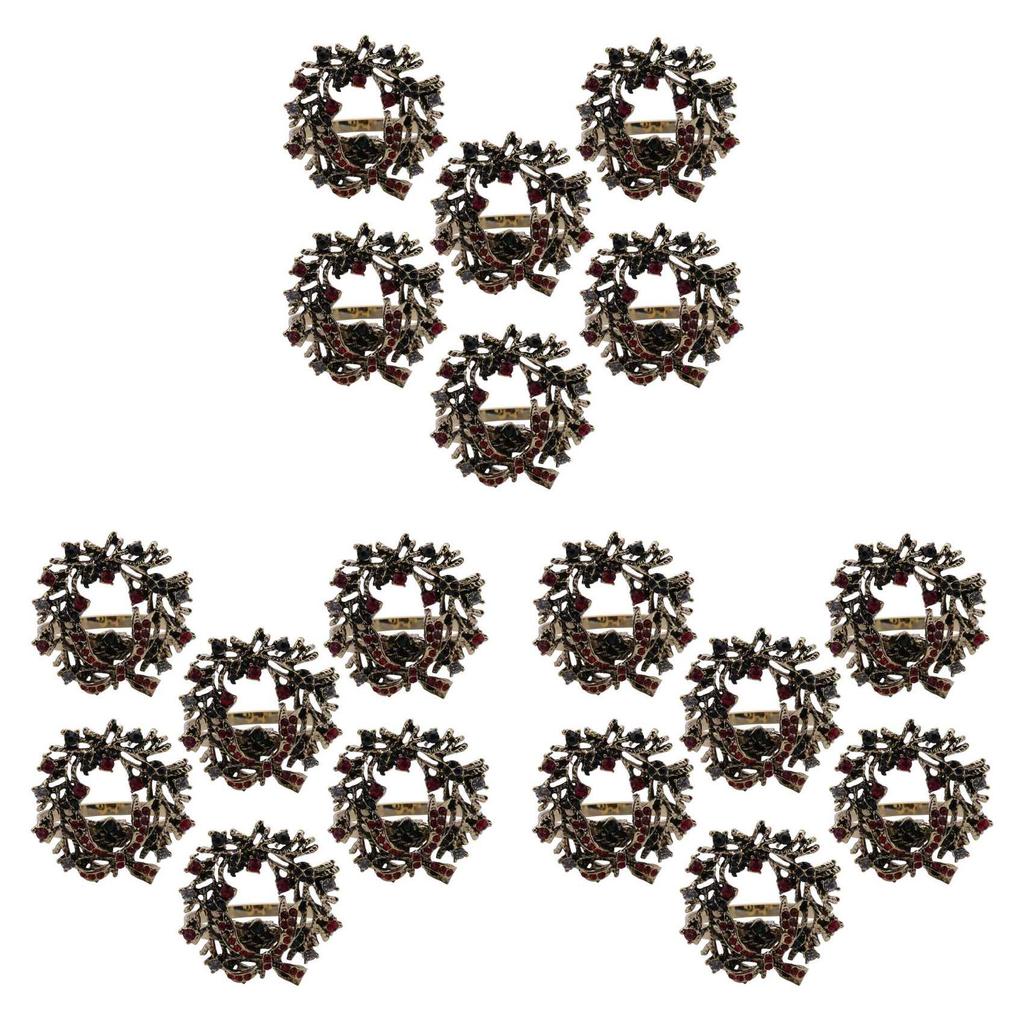ABBY-18Pcs Christmas Wreath Napkin Rings Metal Napkin Buckle Napkin Holder Napkin Circle