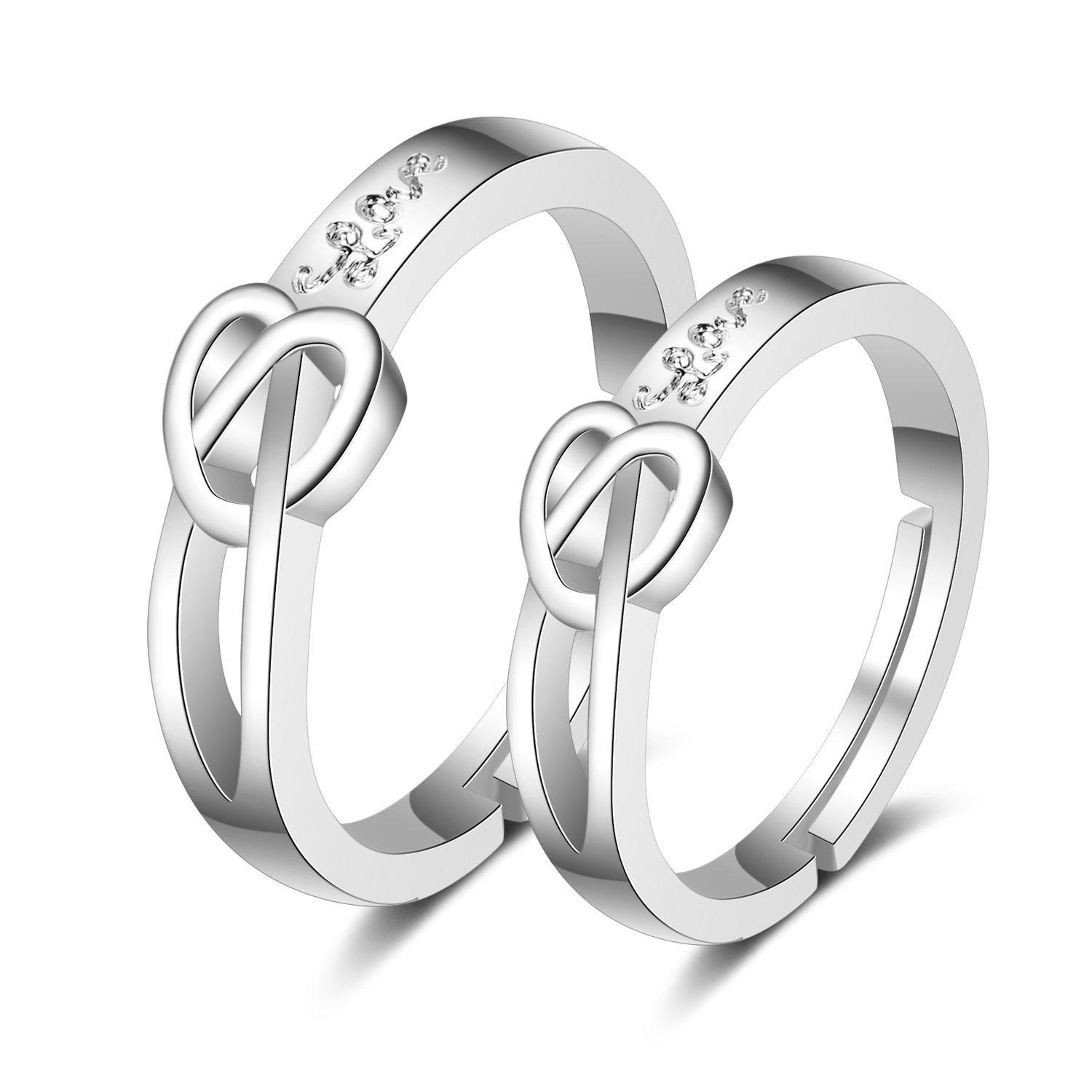 

Romantic Love Heart Electrocardiogram Couple Open Rings For Women Men Love You Forever Promise Wedding Ring Charm Jewelry Gifts resizable