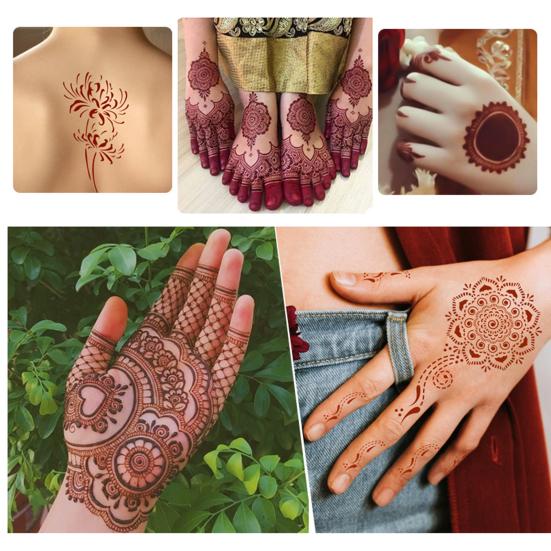 Yousheng Reusable Indian Henna Tattoo Stencils, Mehndi Hand Painting Templates, DIY Flower Pattern for Body Art, Festival Makeup