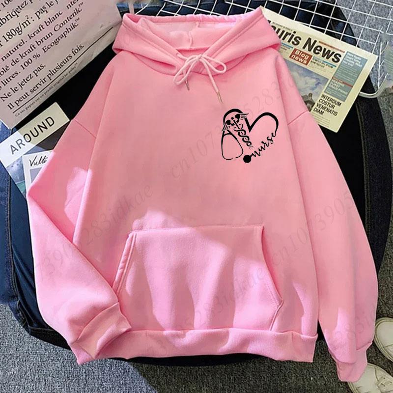 Coquette Nurse Stethoscope Bow Pink Hoodies Sweatshirt Gift for Nurse Bow Oversize Hoodie Nurs Pink Bow Hooded Hoodies for Women