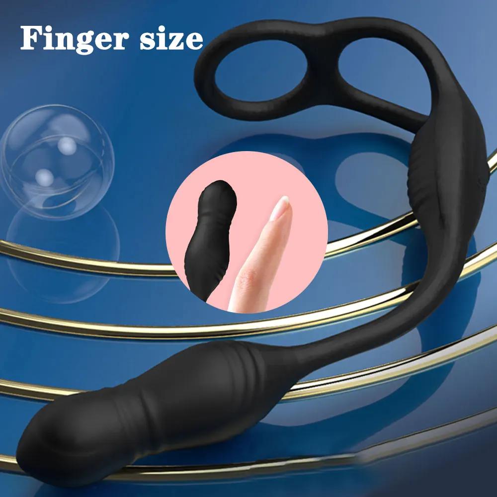 Telescopic Anal Vibrator Male Prostate Massager With Delay Ejaculation Penis Ring Buttplug Anus Vibrator Dildo Sex Toys For Men