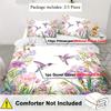 2/3pcs Hummingbird Bedding Set Animal Duvet Set Kingfisher Quilt Cover Bedroom Decor Guest Room 2D Pink Floral Flat Print