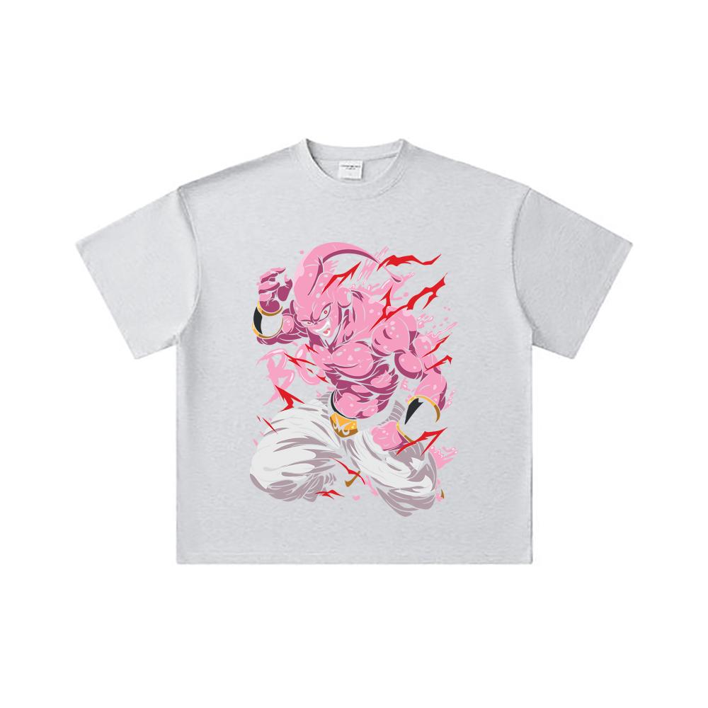 260 GSM Double Yarn 32 Count 100% Cotton Dragon Ball V13 Majin Buu Print Unisex Heavy Cotton T Shirt