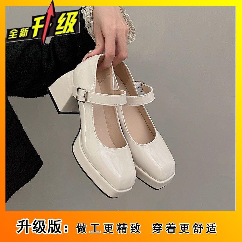 Spring new high heels women's wedding shoes design word with Mary Jane shoes waterproof table thick heel single shoes