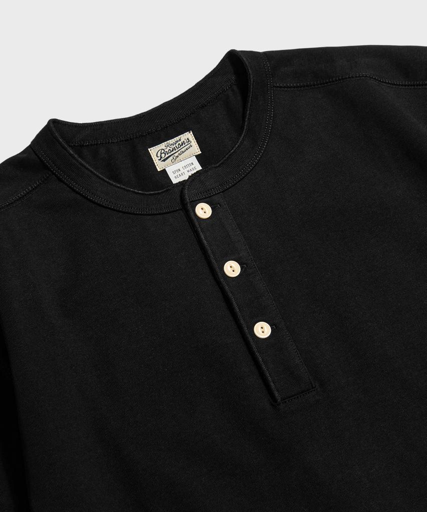 Beulonseun 10.6 Oz Cotton Short Sleeve Henley Tee Black