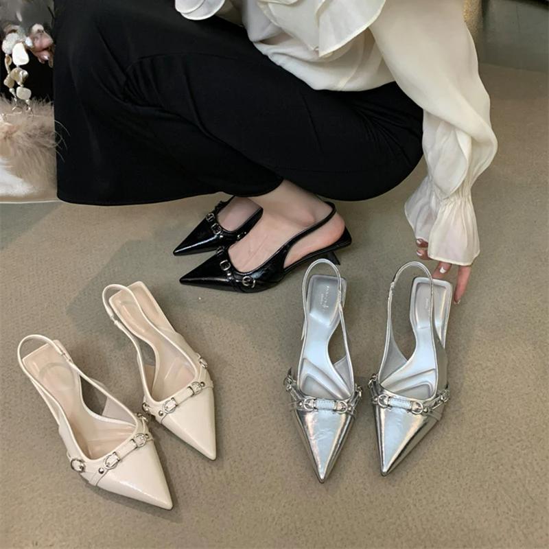 Fashion 2025 Summer Rivet Women Sandals Fashion Pointed Toe Nightclub Party Shoes Ladies Elegant Dancing Party High Heel Sandalias