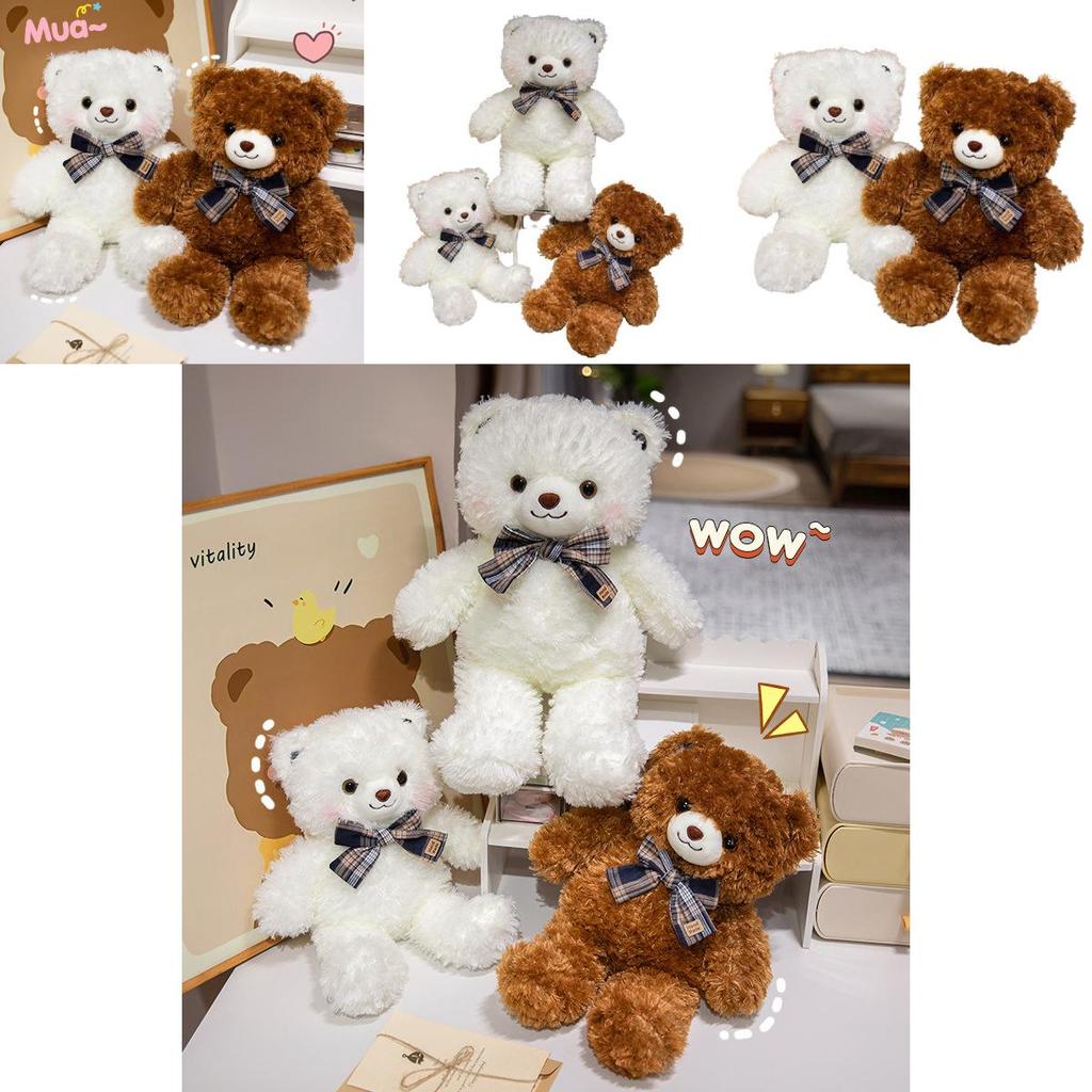 Adorable Brown And White Bow Tie Teddy Bear Plush Doll Perfect For Gifts And Promotions