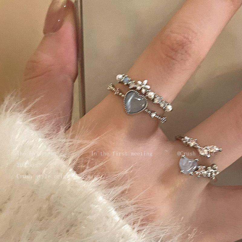 Aquamarine Heart Zircon Adjustable Moonlight Women's Ring - Luxury Design