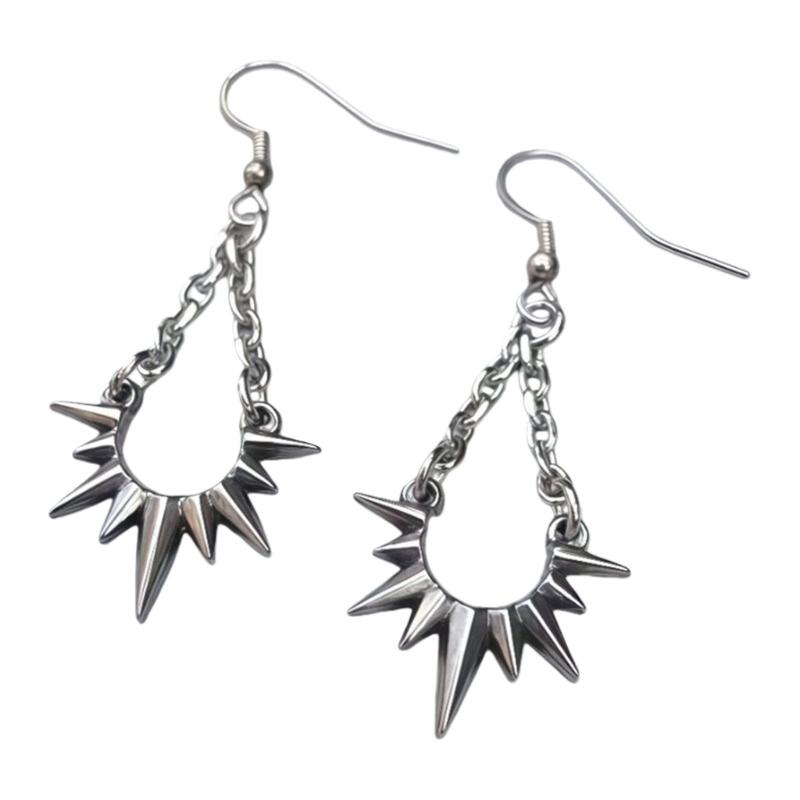 

Women s Punk Styles Earrings Thorn Chain Irregular Fringe Stainless Steel Drop Jewelry for Daily Wear Gift 1