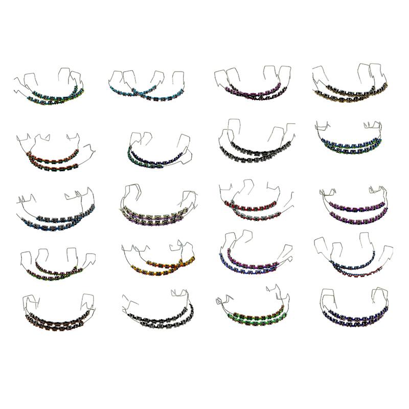 1 Paar Fake Zahnspangen Bunte Brackets Für Zähne Temporäre Metalldrähte Metallbracket Kieferorthopädische Ligatur-Gummis Dental