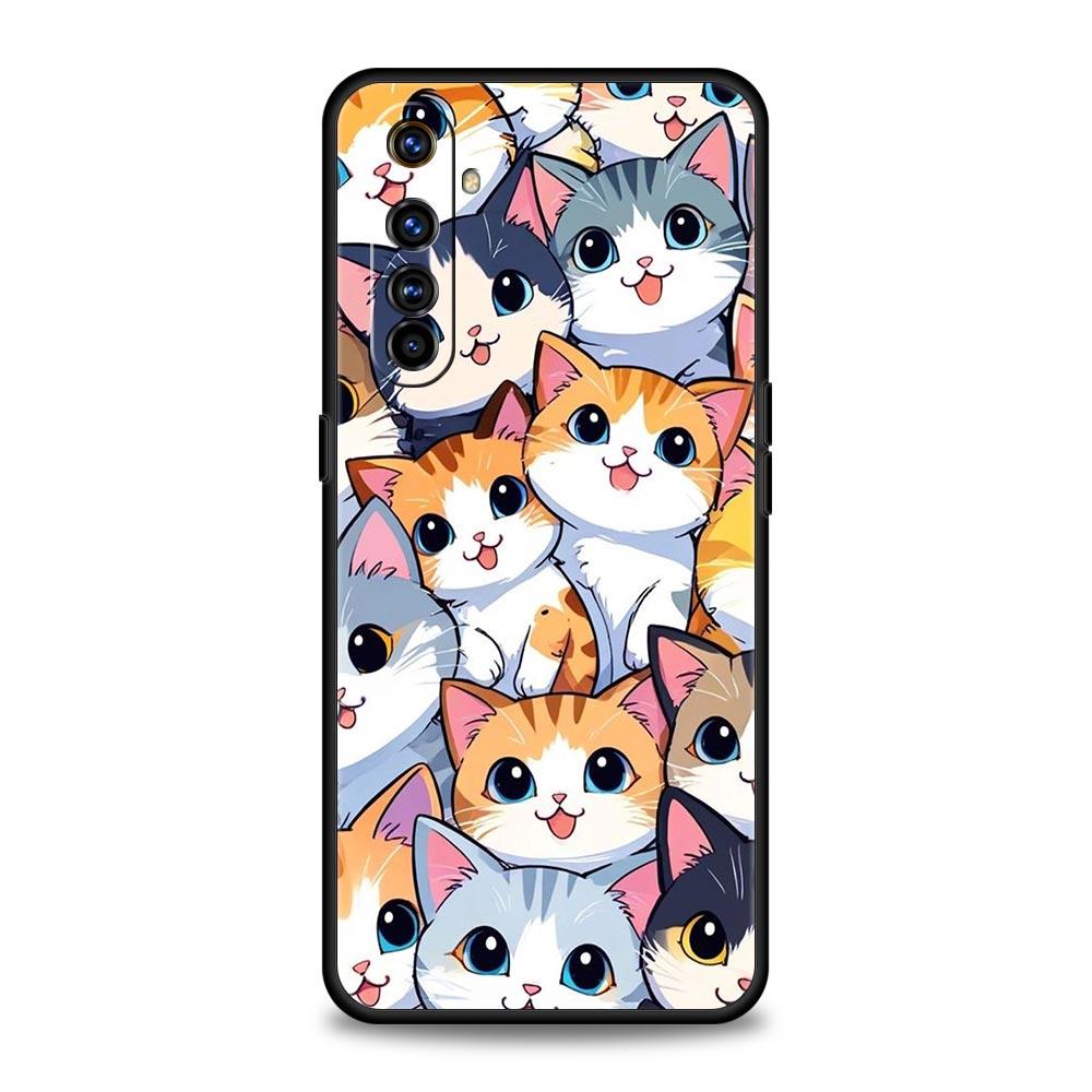 Colorful Cat Design Case For Realme C67 C63 C55 C53 C35 C25 C21 GT 2 3 5 6 10 11 12 13 Pro Plus 5G Soft TPU Phone Cover Fundas