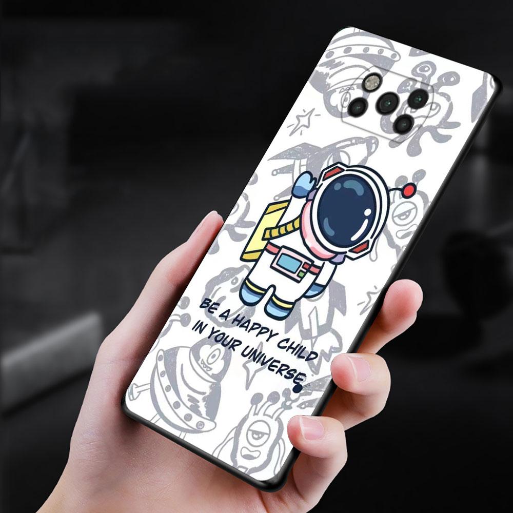 Cute Star Planet Astronaut Case For Xiaomi POCO X3 M3 Pro X3 NFC X3 F3 GT F1 Cover for Mi Civi 11T 10T Pro 9T 11 Note 10 Lite