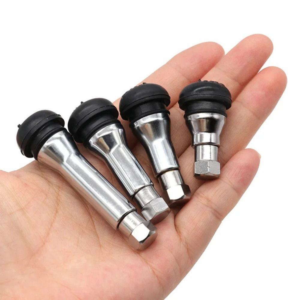 4Pcs Metal Stem Tire Valve Stem Rubber Base Snap-In Valve Stem Rubber Tire Valve Tire Replacement