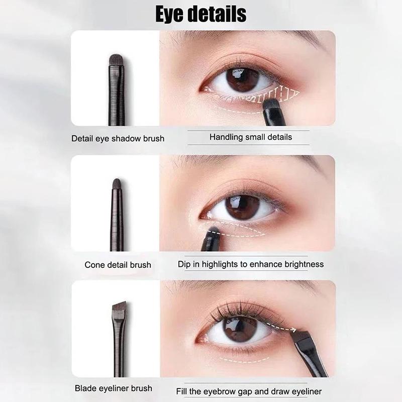 Natural Eye Makeup Brushes Set Eyeshadow Brush Eyebrow Contour Eyeliner Brush Women Eyes Cosmetic Blending Detail Make Up Tools