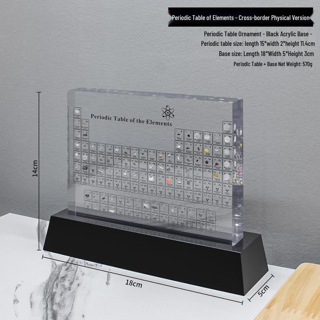 Tavola Periodica Acrilica Incapsulata con Elementi Fisici