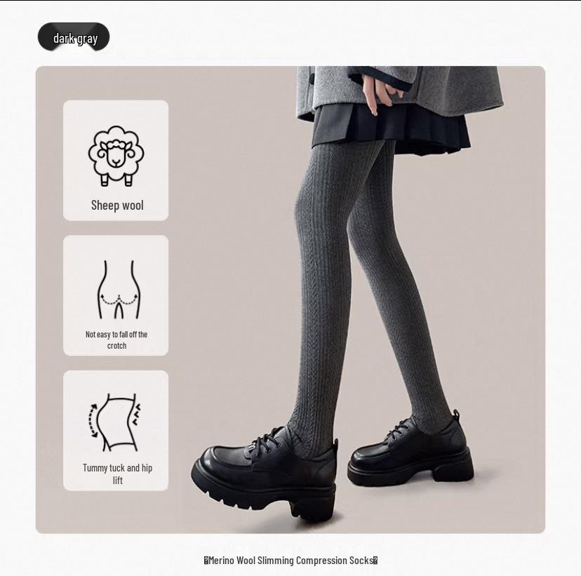 Women's Thickened Wool Cable Knit Pantyhose - Cashmere Warm, Vertical Stripe, Hip-Lifting Leggings with Right-Angle Heel for Autumn & Winter