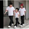Children's Summer Color Block Short Sleeve T-shirt - Unisex Casual Fashion for Kindergarten Activities