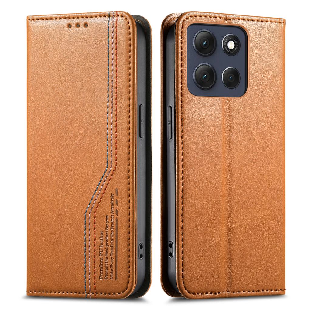 For Motorola Moto G86 5G Case Wallet Tri-Color Stitching Leather Phone Cover with Elastic Wristband