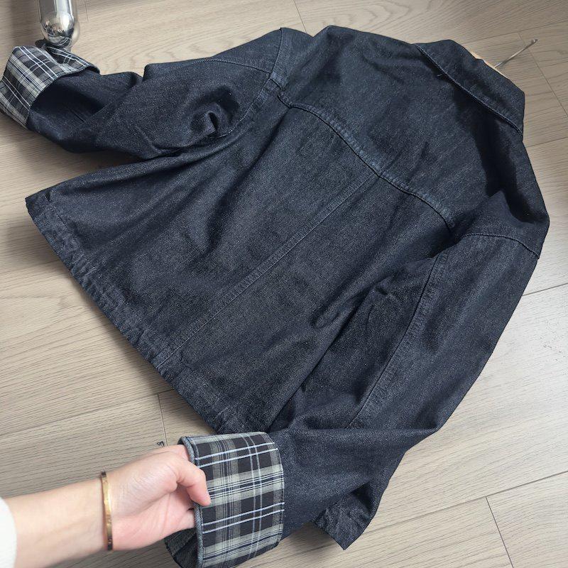 2026 Spring Retro Color Block Patchwork Denim Jacket - Women's Slim-Fit Casual Lapel Short Coat