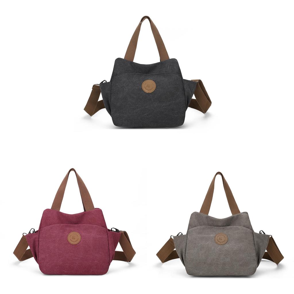 Vintage Canvas Shoulder Bag For Women With Zipper Pockets And Retro Style For Daily Use