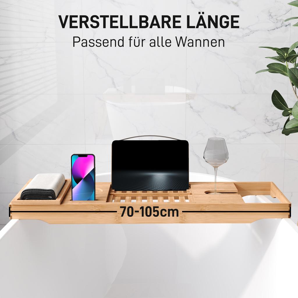 Bathtub Tray Bamboo Adjustable Bathtub Board Bathtub Tray for Book, iPad, Phone, SPA