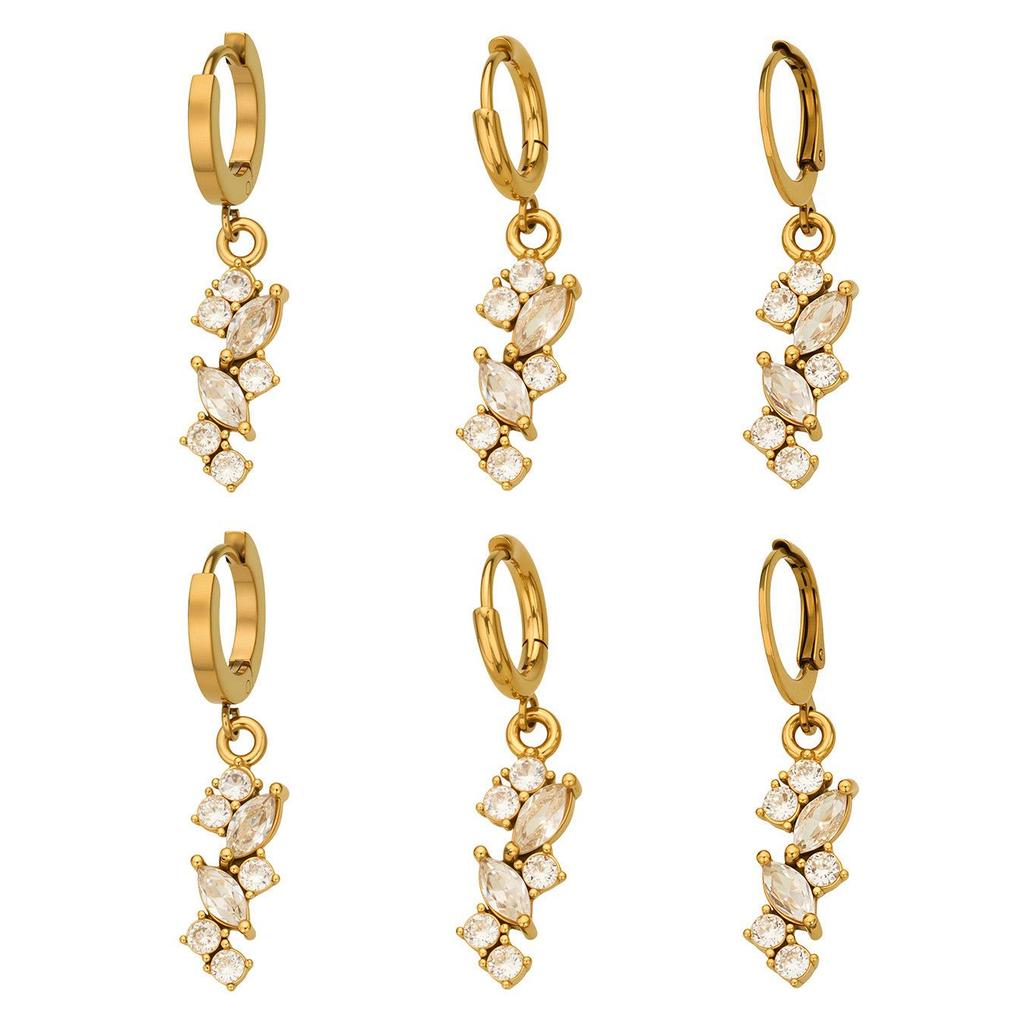 18K Gold-Plated Wheat Earrings for Women - Stainless Steel Zircon Studs, Elegant & Fade-Resistant.