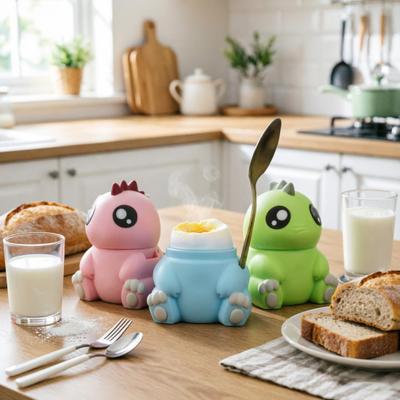 Porta Uovo a Forma di Uovo di Dinosauro con Slot per Cucchiaino Portauovo per Uova Sode Colazione Contenitore per Uova Scatola Decorazione Tavola da Pranzo Gadget da Cucina