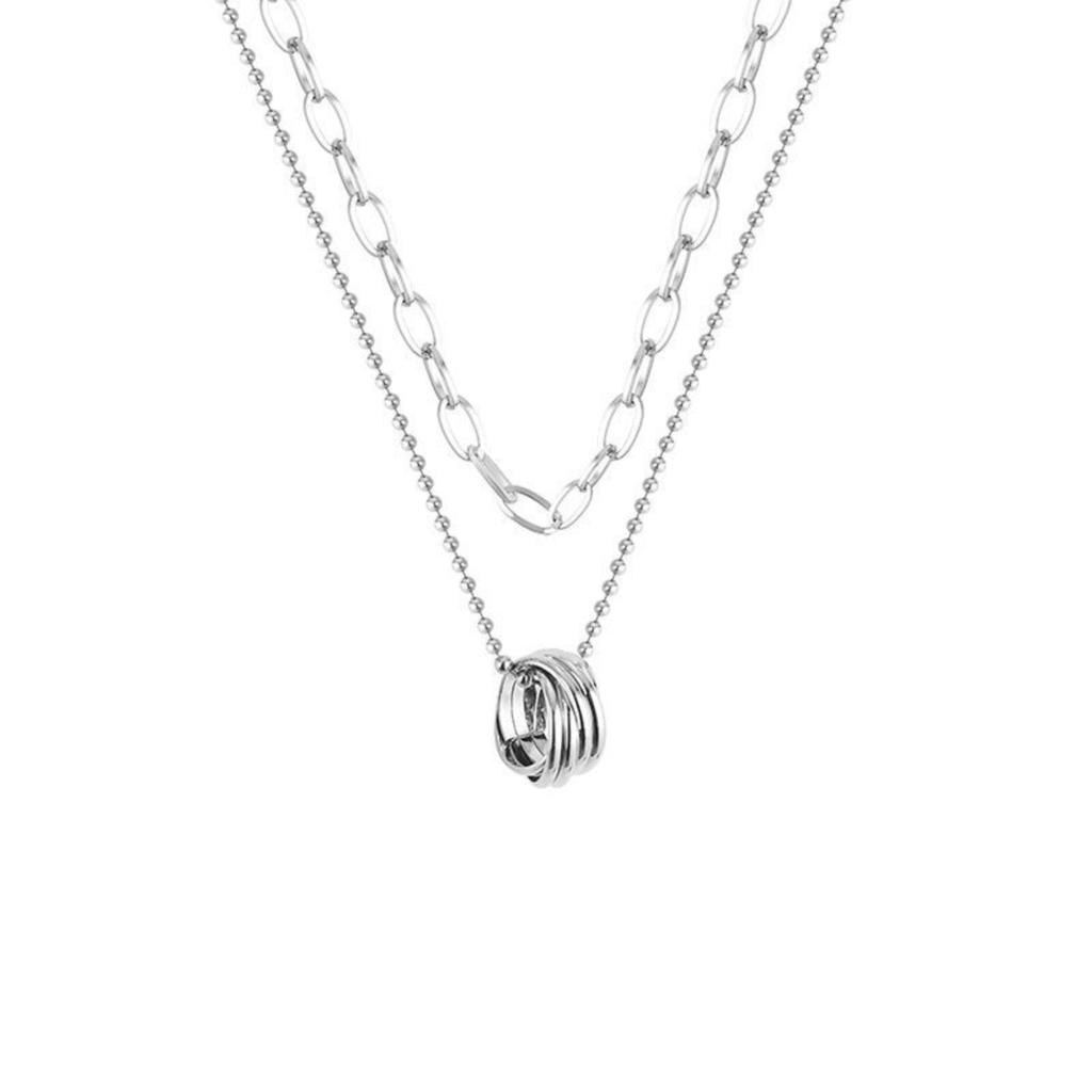 Titanium steel double-layer circle necklace female niche design high-end ins sweater chain